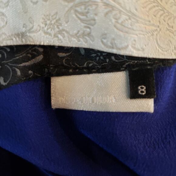 Anthropologie Va Et Vien Halter Dress Women 8 Blue Silk Ruffles Party Racerback - Picture 11 of 11